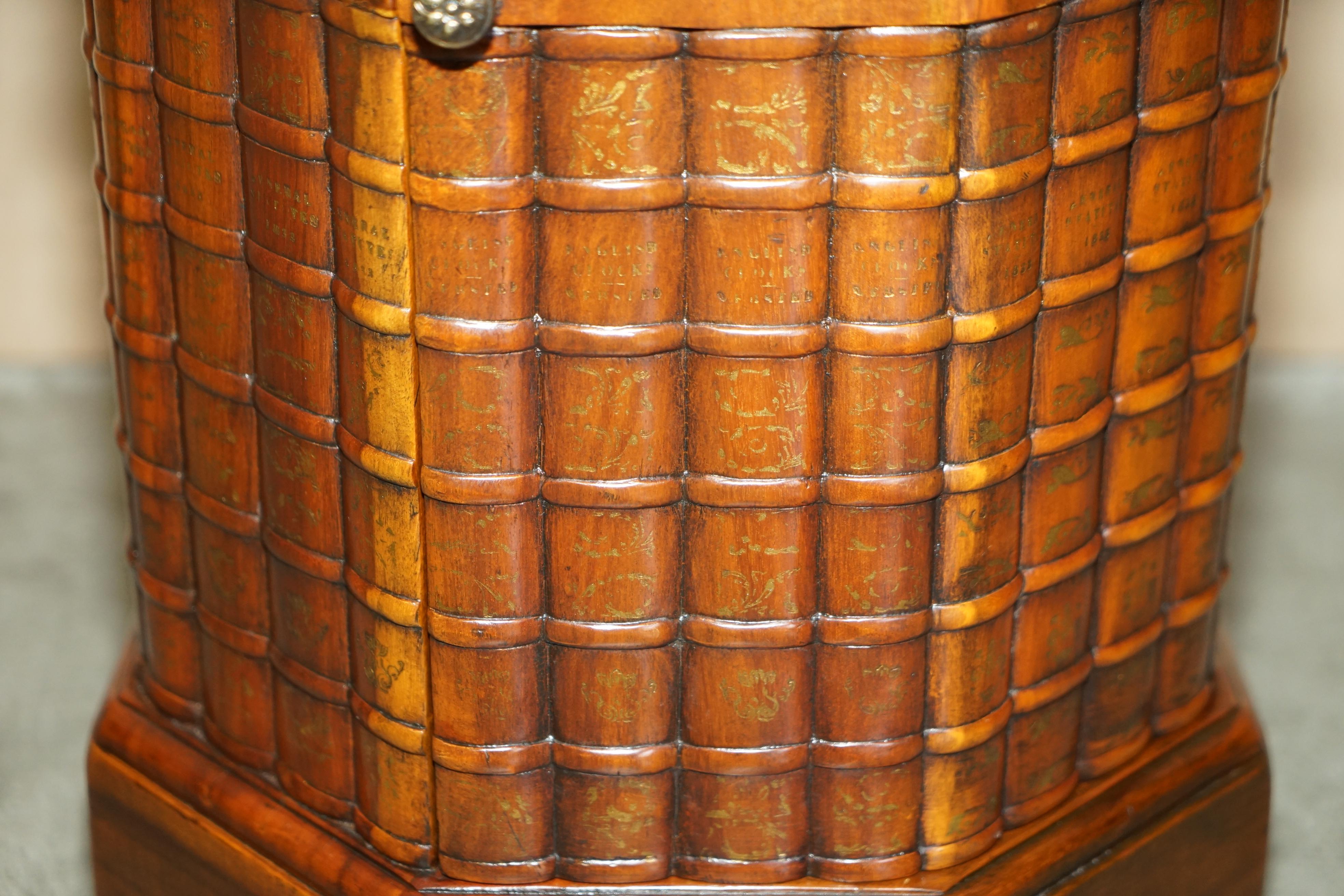Theodore Alexander Faux Book Side End Lamp Wine Table Brown Leather Top 1