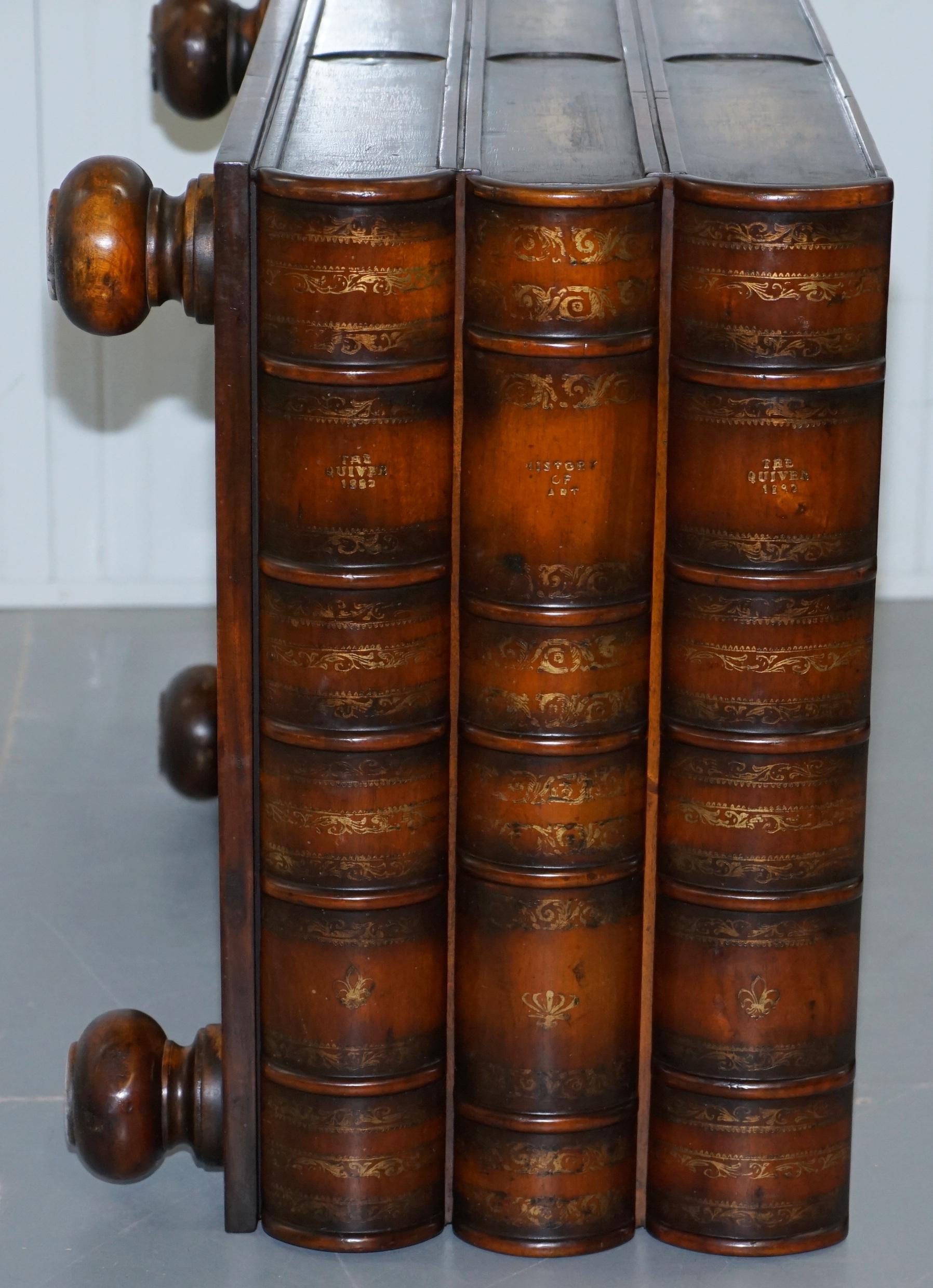 Theodore Alexander Faux Scholars Books Coffee Table Chest of Drawers Leather Top 8