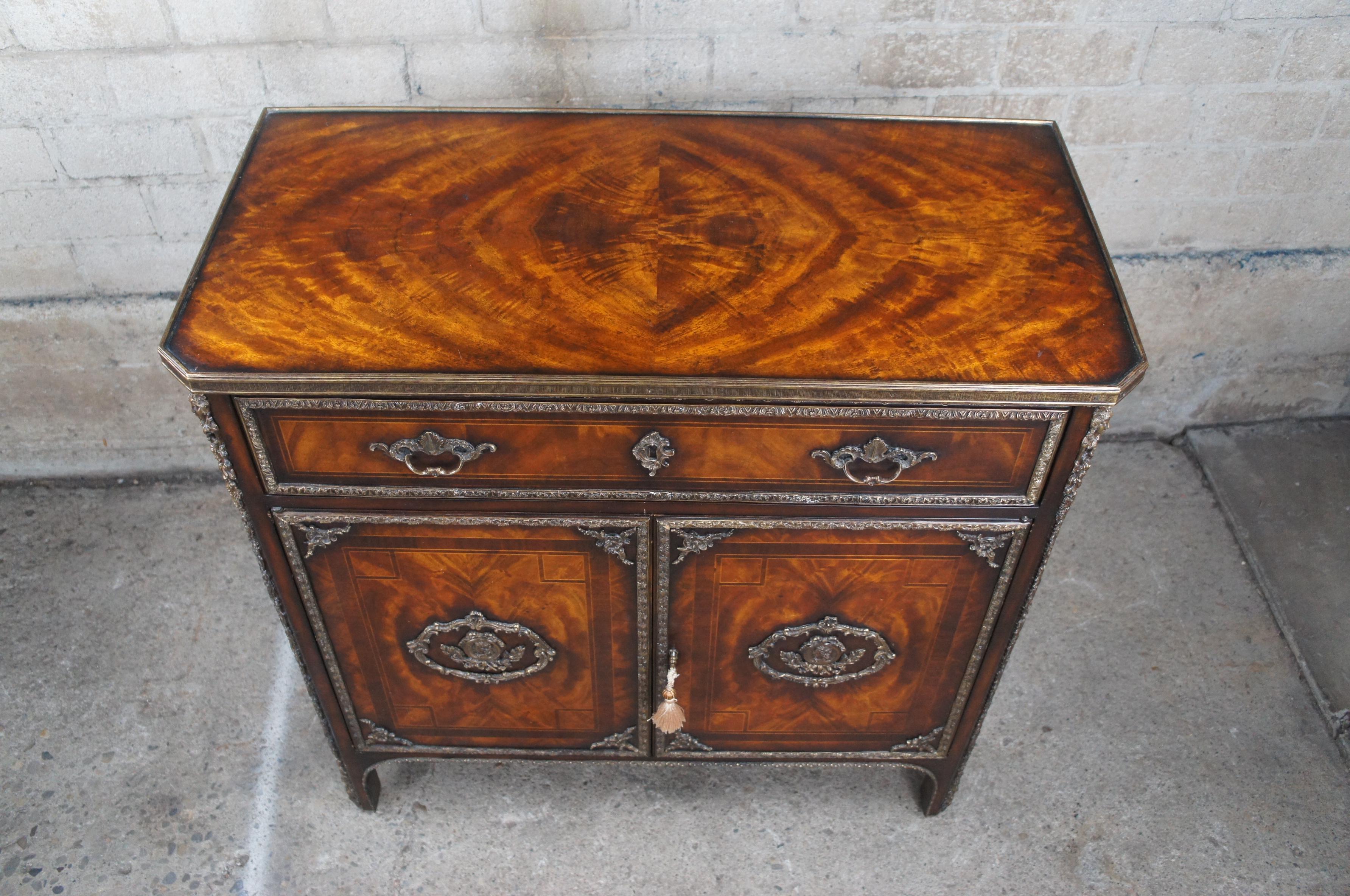 20th Century Theodore Alexander French Louis XVI Flame Mahogany Althorp Cabinet Chest Console
