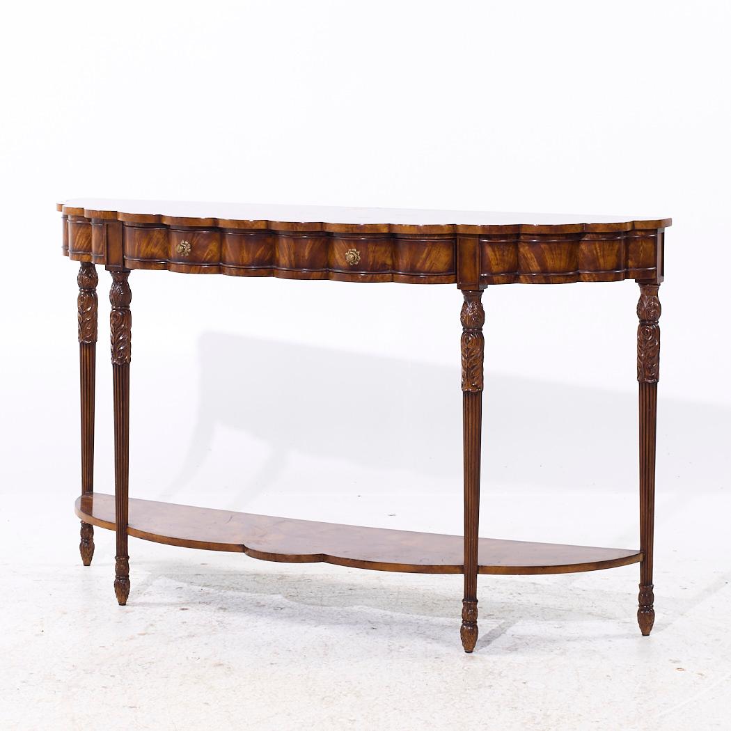 Modern Theodore Alexander Flame Mahogany Bow Front Console Table