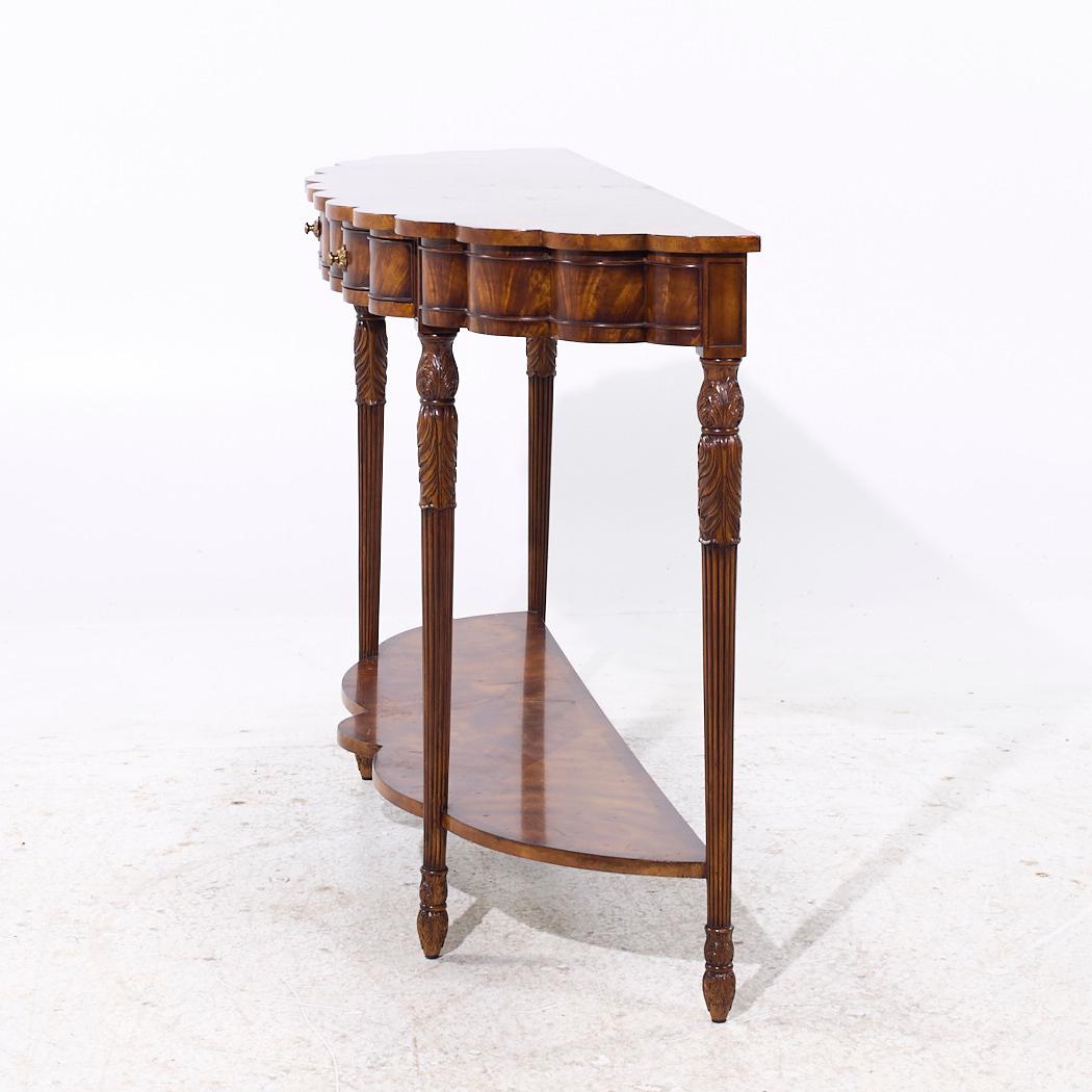 Theodore Alexander Flame Mahogany Bow Front Console Table In Good Condition In Countryside, IL