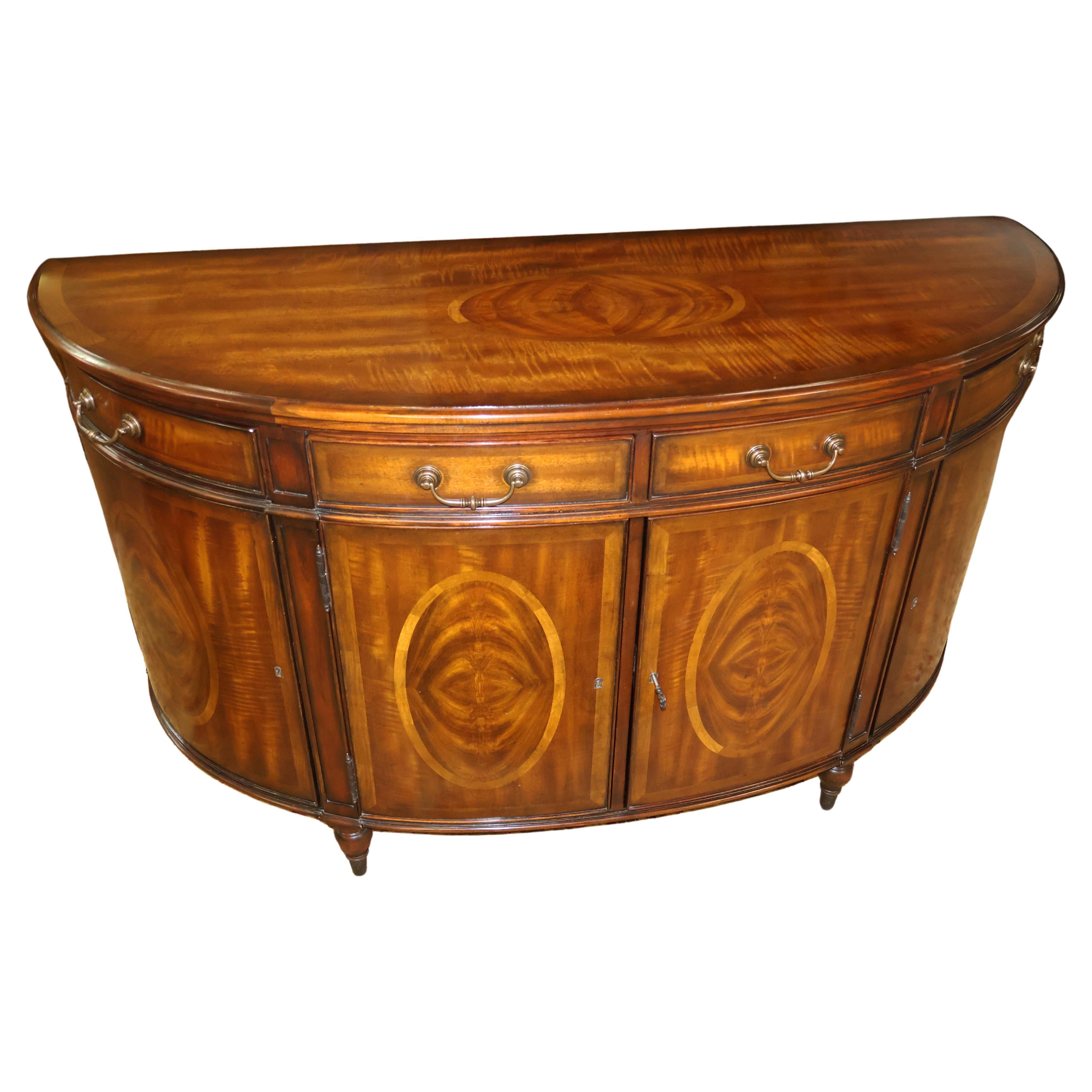 Theodore Alexander Flame Mahogany Demilune Regency Style Buffet Server Sideboard