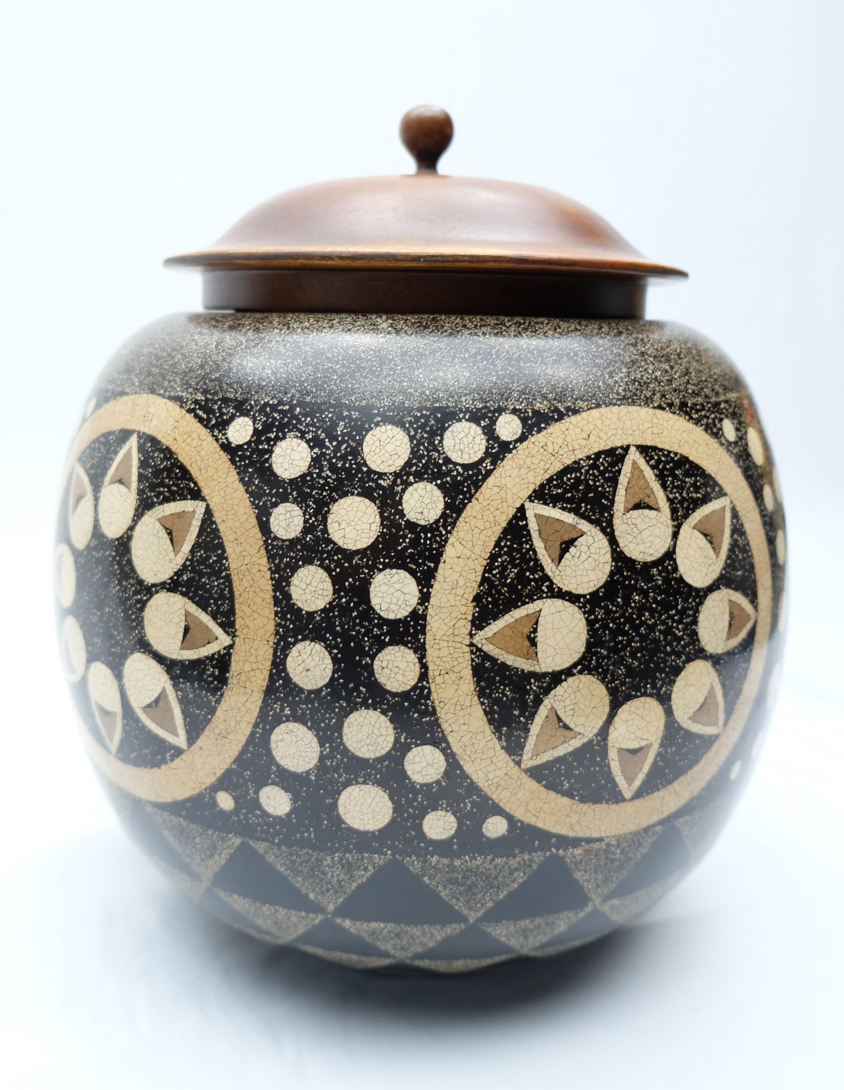 Vietnamese Theodore Alexander Flower and Dots Design Ceramic Vase For Sale
