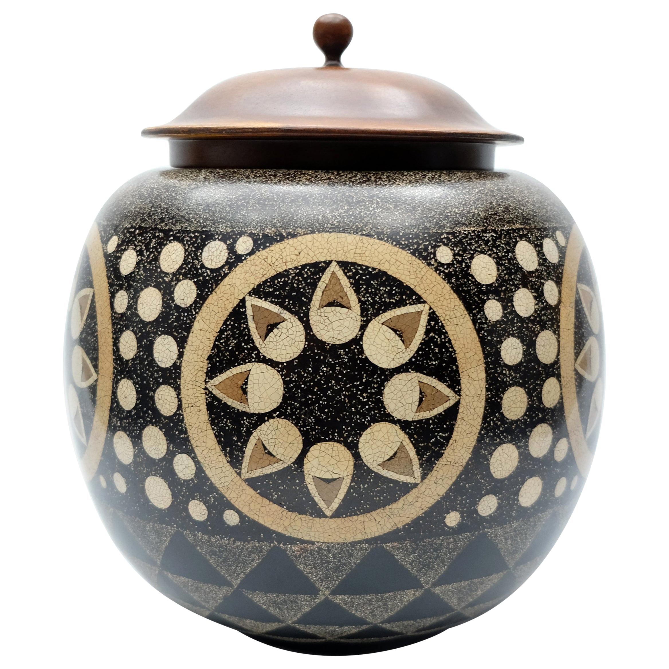 Theodore Alexander Flower and Dots Design Ceramic Vase For Sale