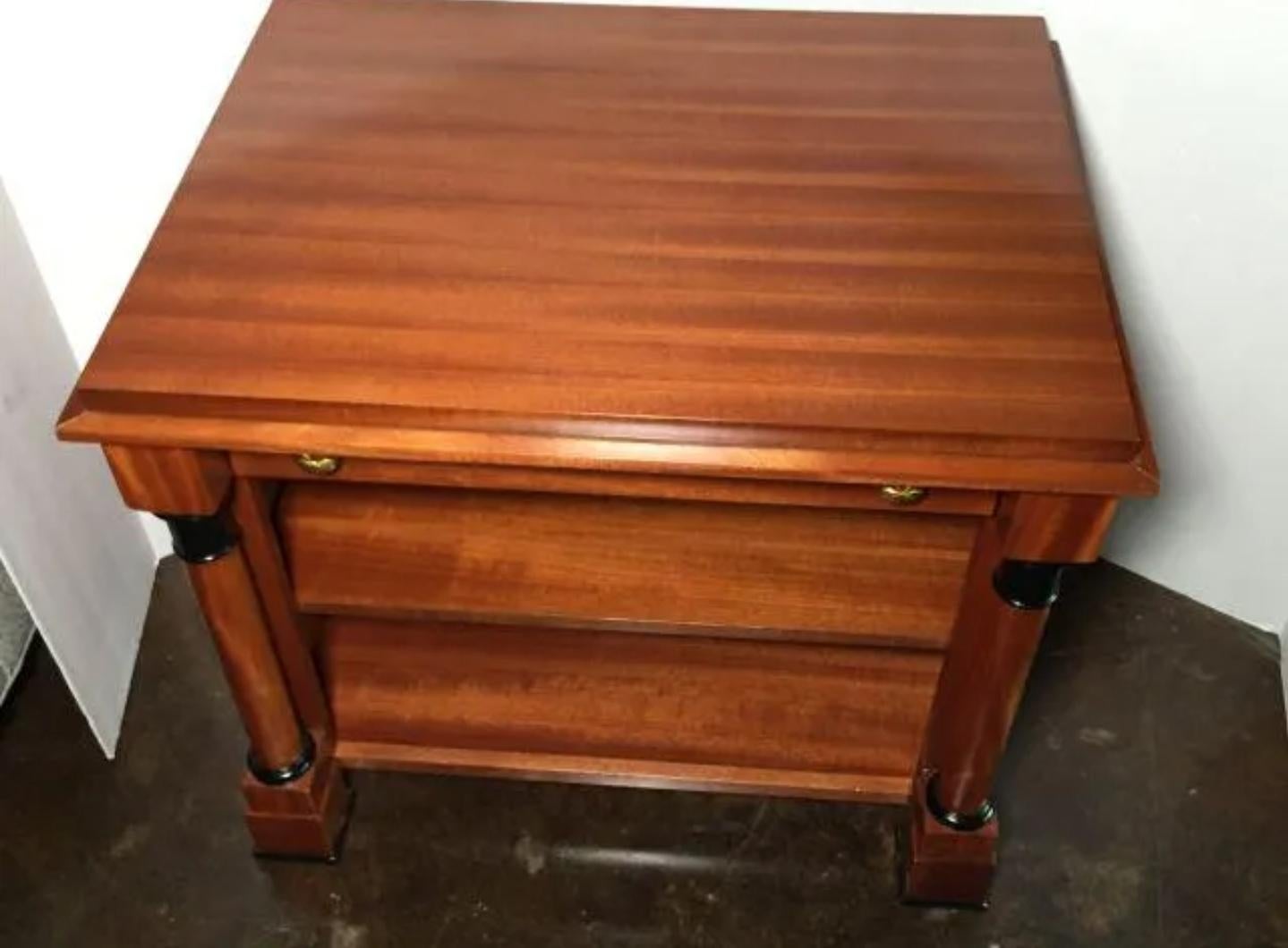 Theodore Alexander French Empire Style Mahogany Josef Nightstand Table In Excellent Condition In Forney, TX