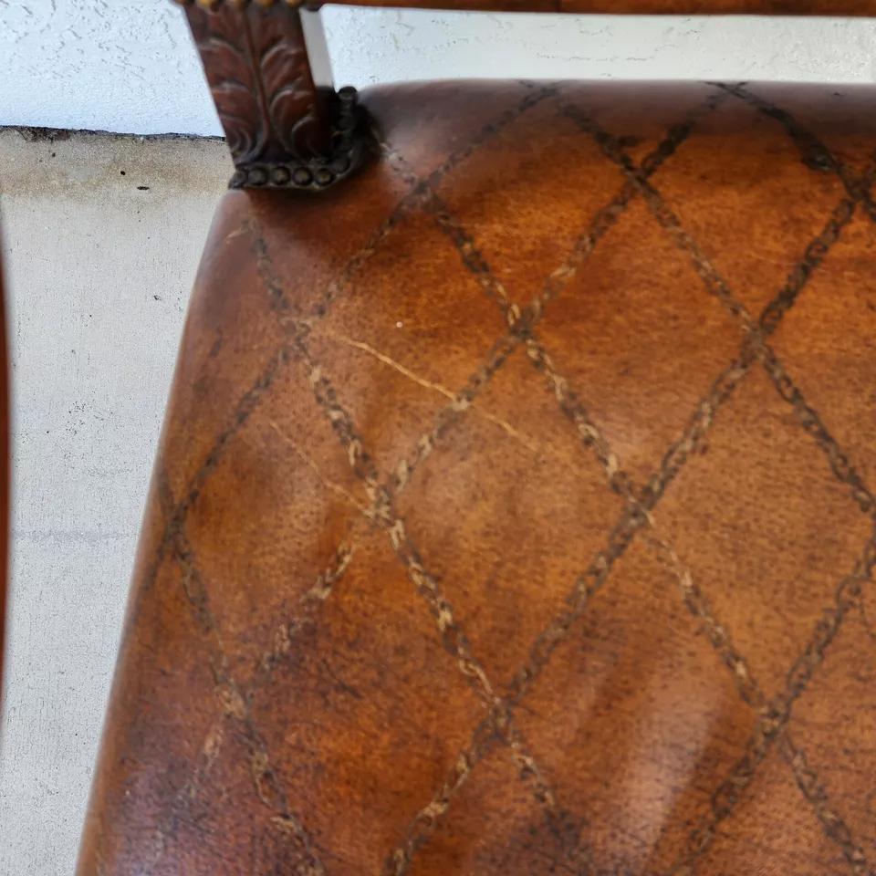 Theodore Alexander French Louis XV Leather Arm Chair For Sale 7