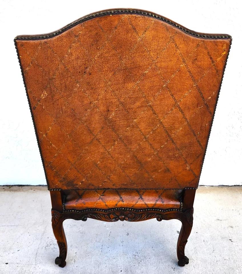 Theodore Alexander French Louis XV Leather Arm Chair For Sale 11