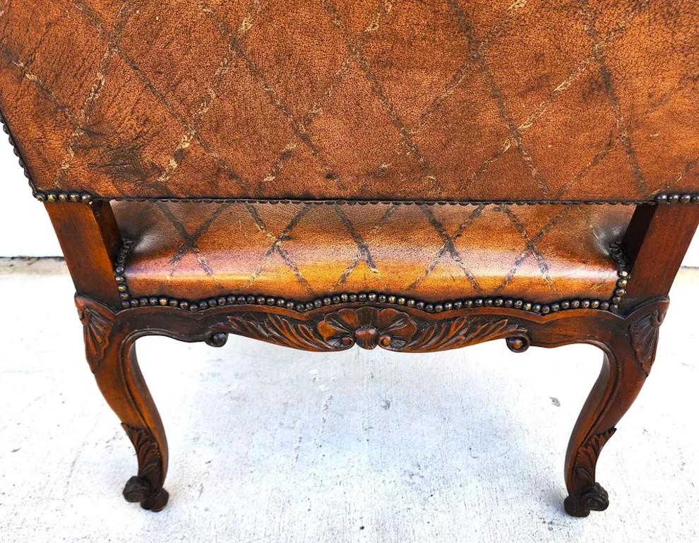 Theodore Alexander French Louis XV Leather Arm Chair For Sale 12
