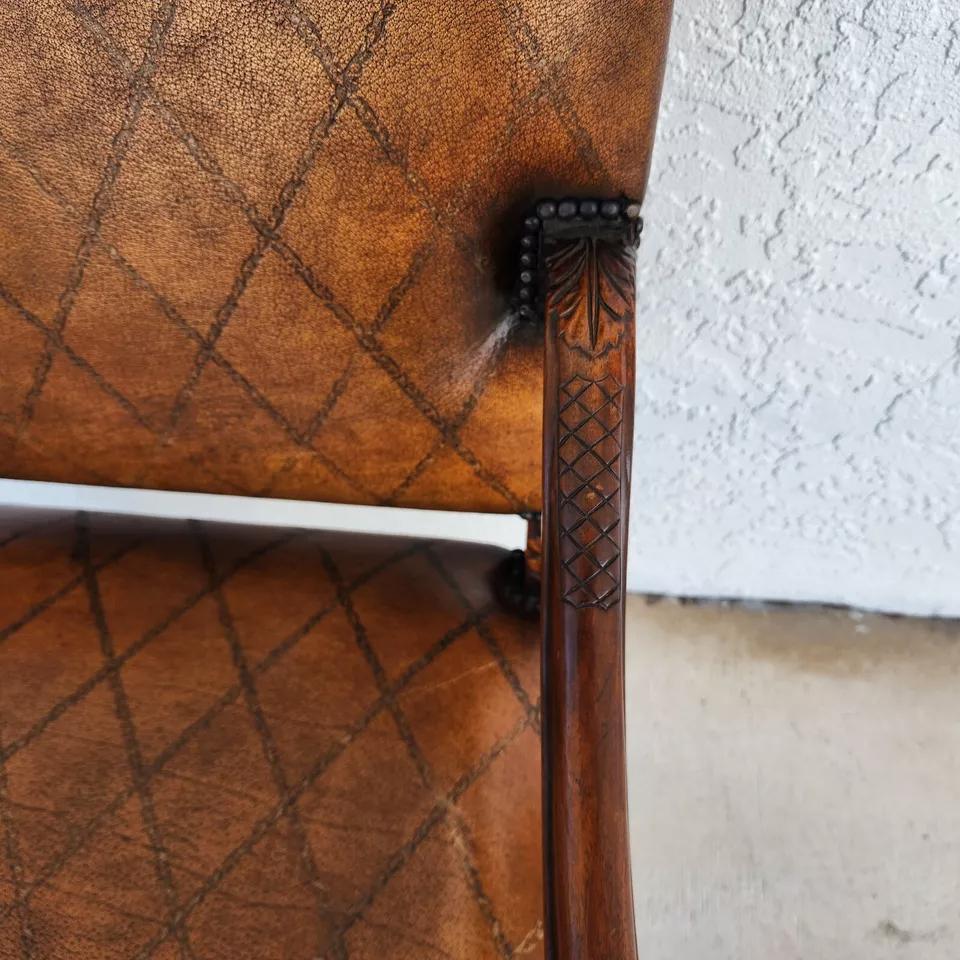 Theodore Alexander French Louis XV Leather Arm Chair For Sale 2