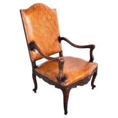 Theodore Alexander French Louis XV Leather Arm Chair