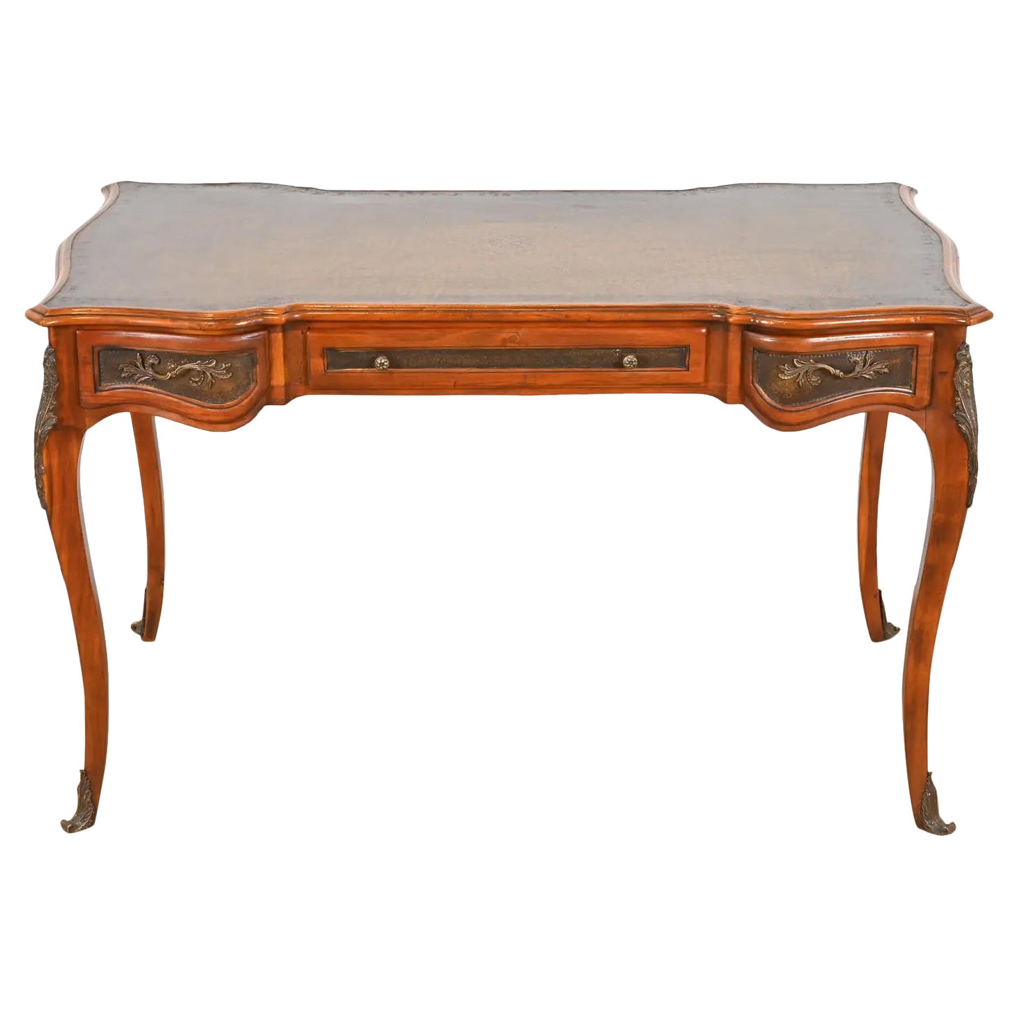 Theodore Alexander Französisch Louis XV Nussbaum Bureau Plat Lederplatte Schreibtisch