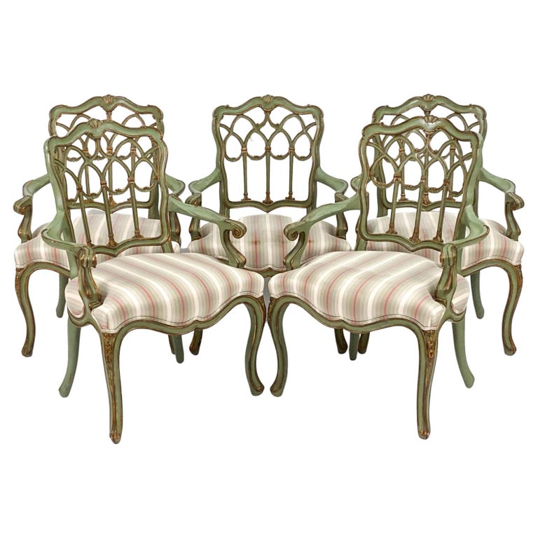 Theodore Alexander French Provincial Carved Dining Chairs Fauteiuls For