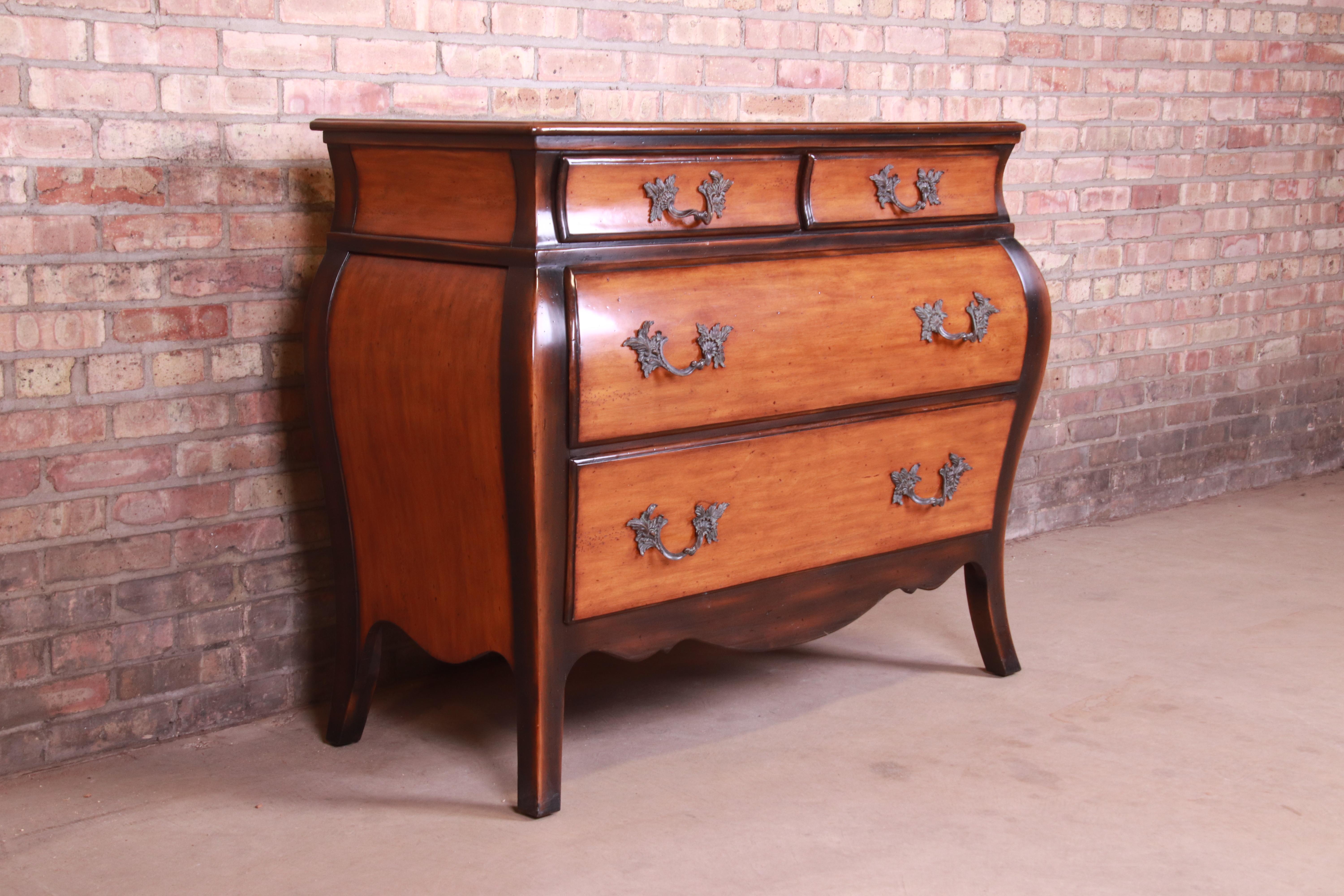Walnut Theodore Alexander French Provincial Louis XV Bombay Chest or Commode