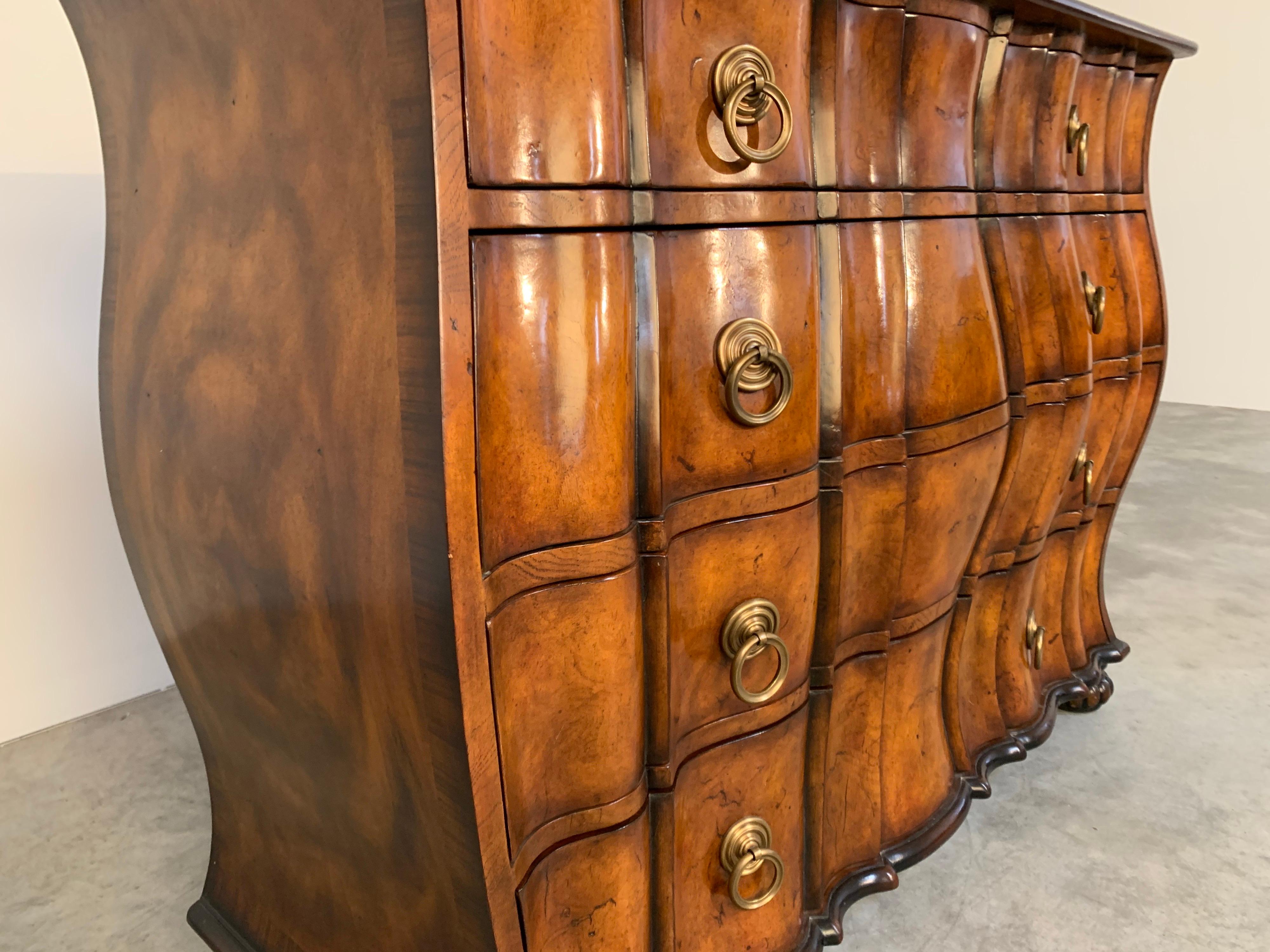 American Theodore Alexander French Provincial Sculptural Wavy Commode Chest of Drawers