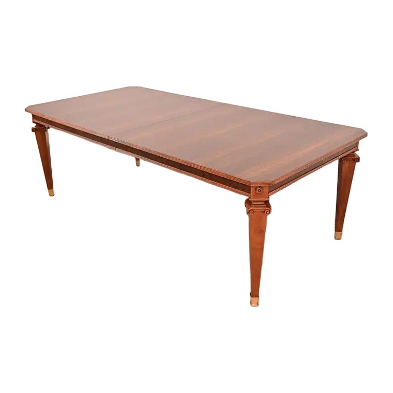 Theodore Alexander French Regency Burl Wood Dining Table, Newly Refinished