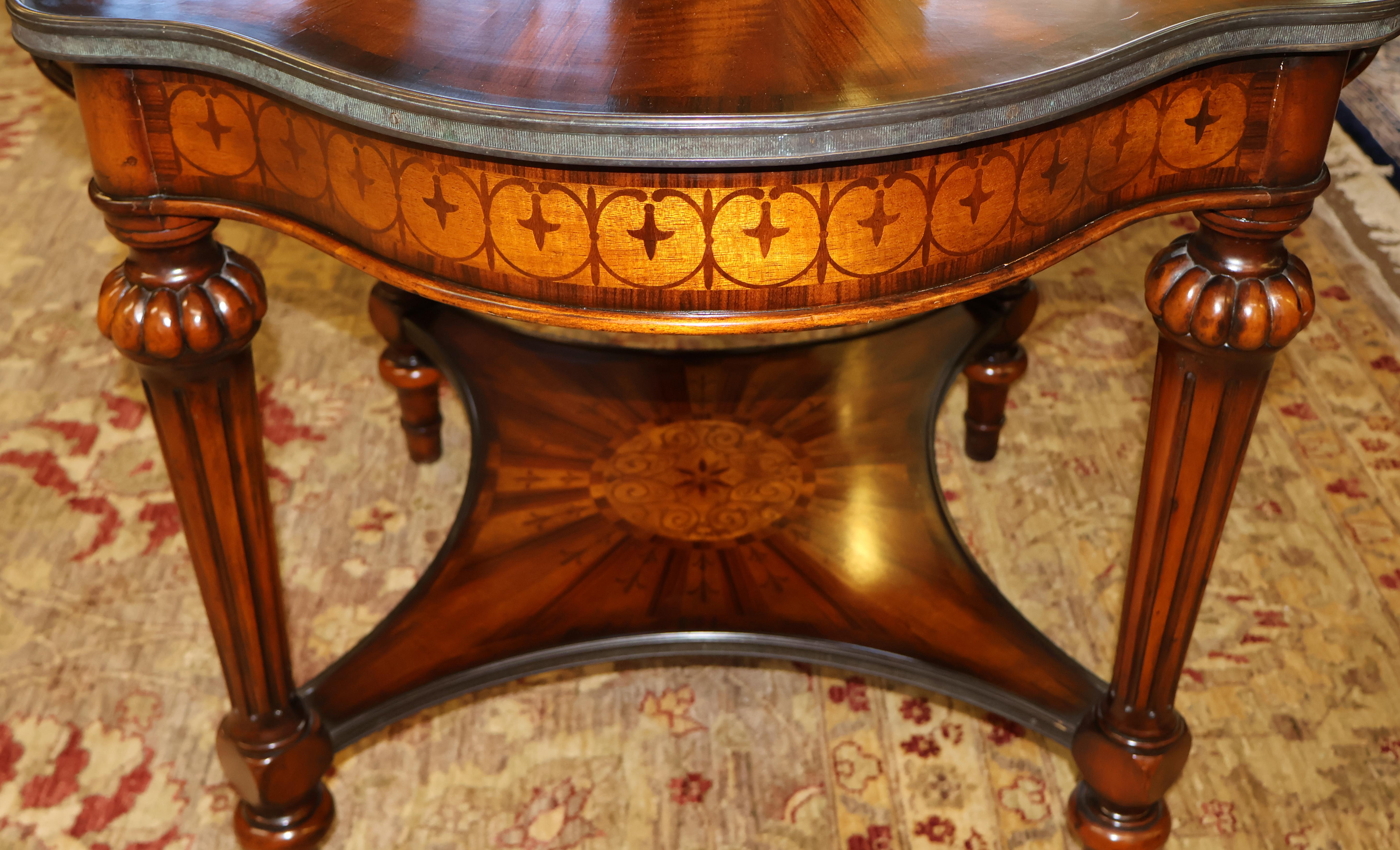 Theodore Alexander French Style Inlaid Burled Walnut Lamp End Center Table For Sale 1