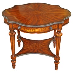 Used Theodore Alexander French Style Inlaid Burled Walnut Lamp End Center Table
