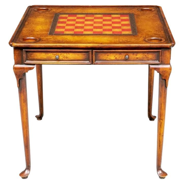 Theodore Alexander Games Table with Leather Checkerboard on Top