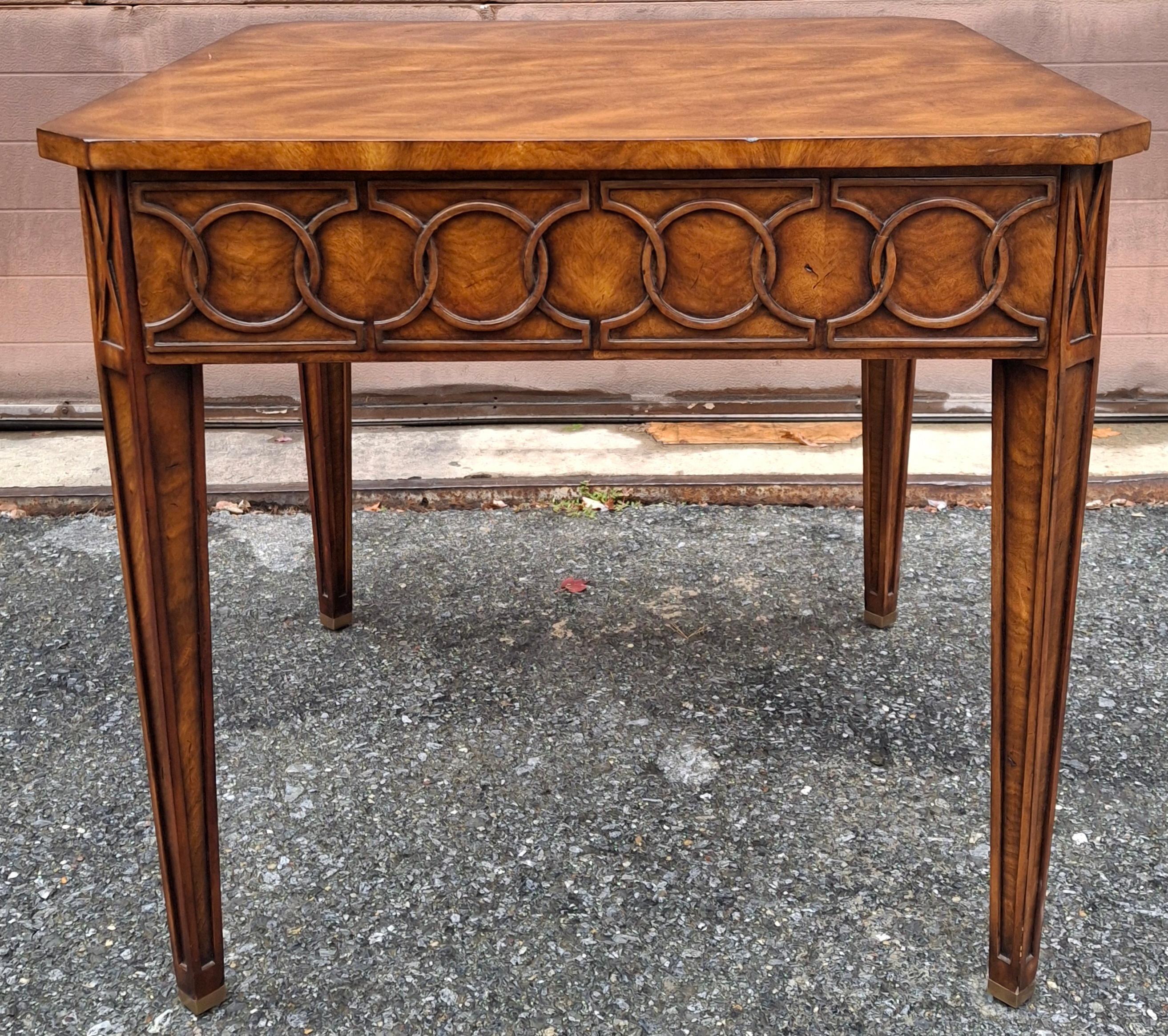 American Theodore Alexander Georgian Style Fruitwood Single Drawer Side Table For Sale