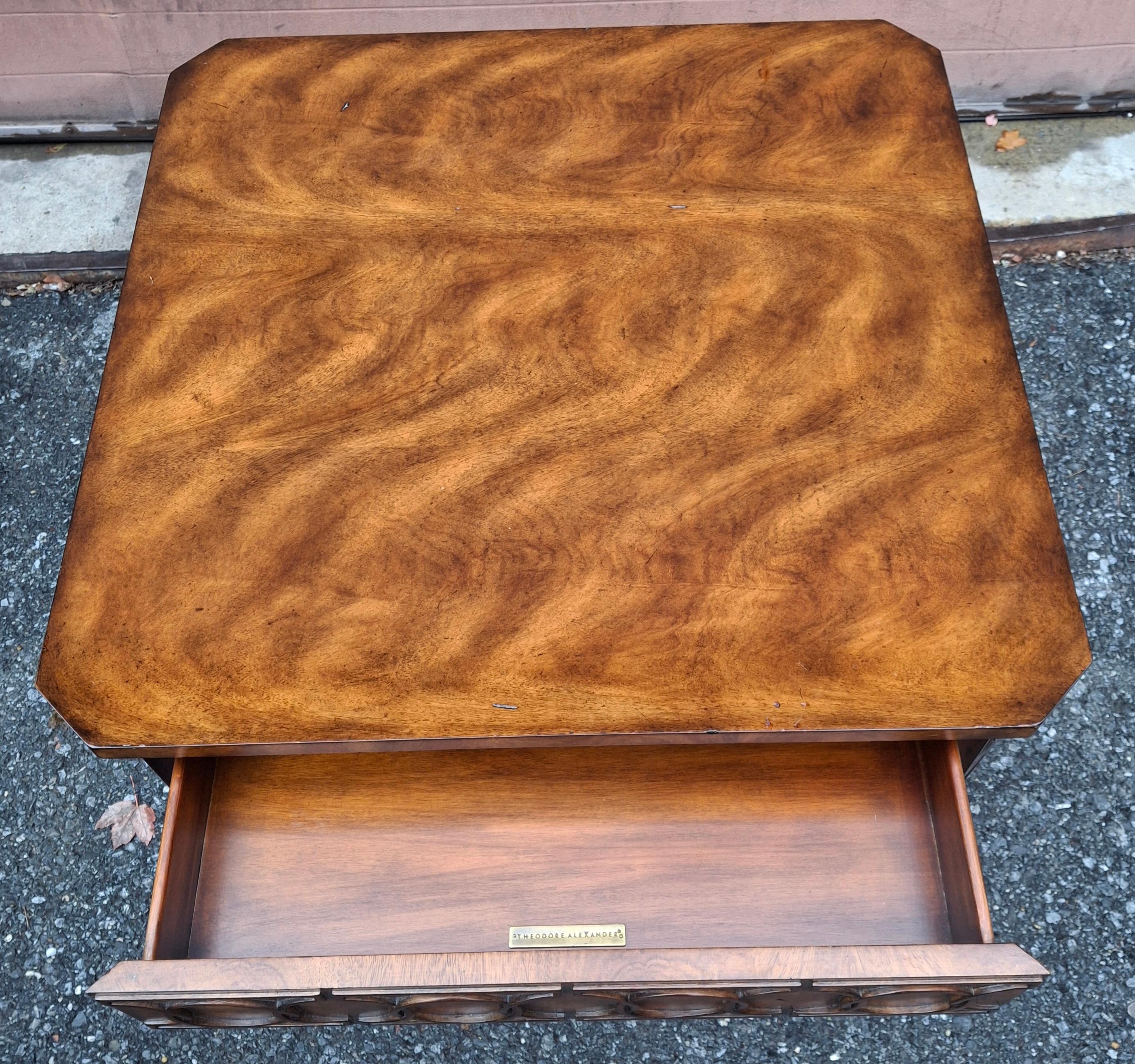 Theodore Alexander Georgian Style Fruitwood Single Drawer Side Table In Good Condition For Sale In Germantown, MD