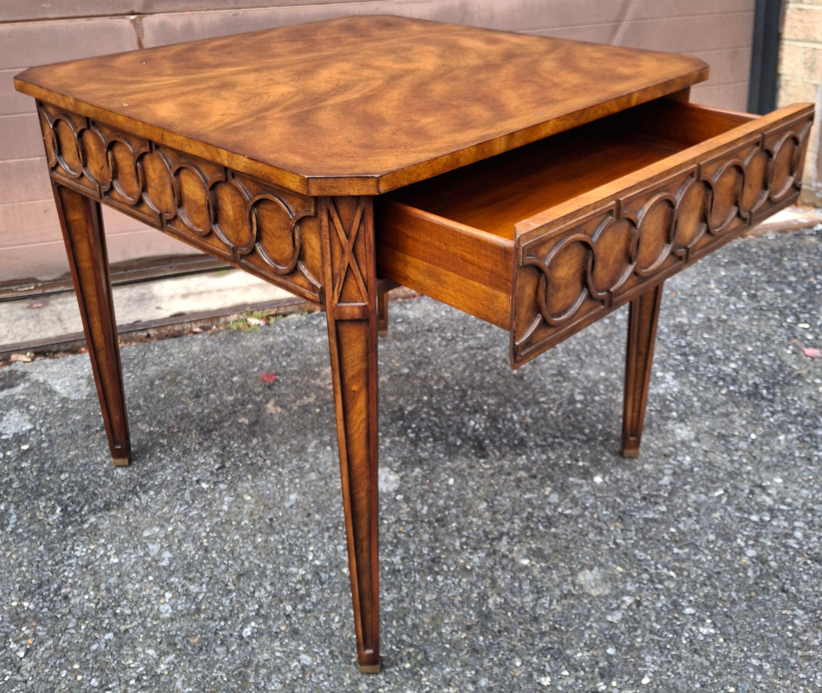 Contemporary Theodore Alexander Georgian Style Fruitwood Single Drawer Side Table For Sale