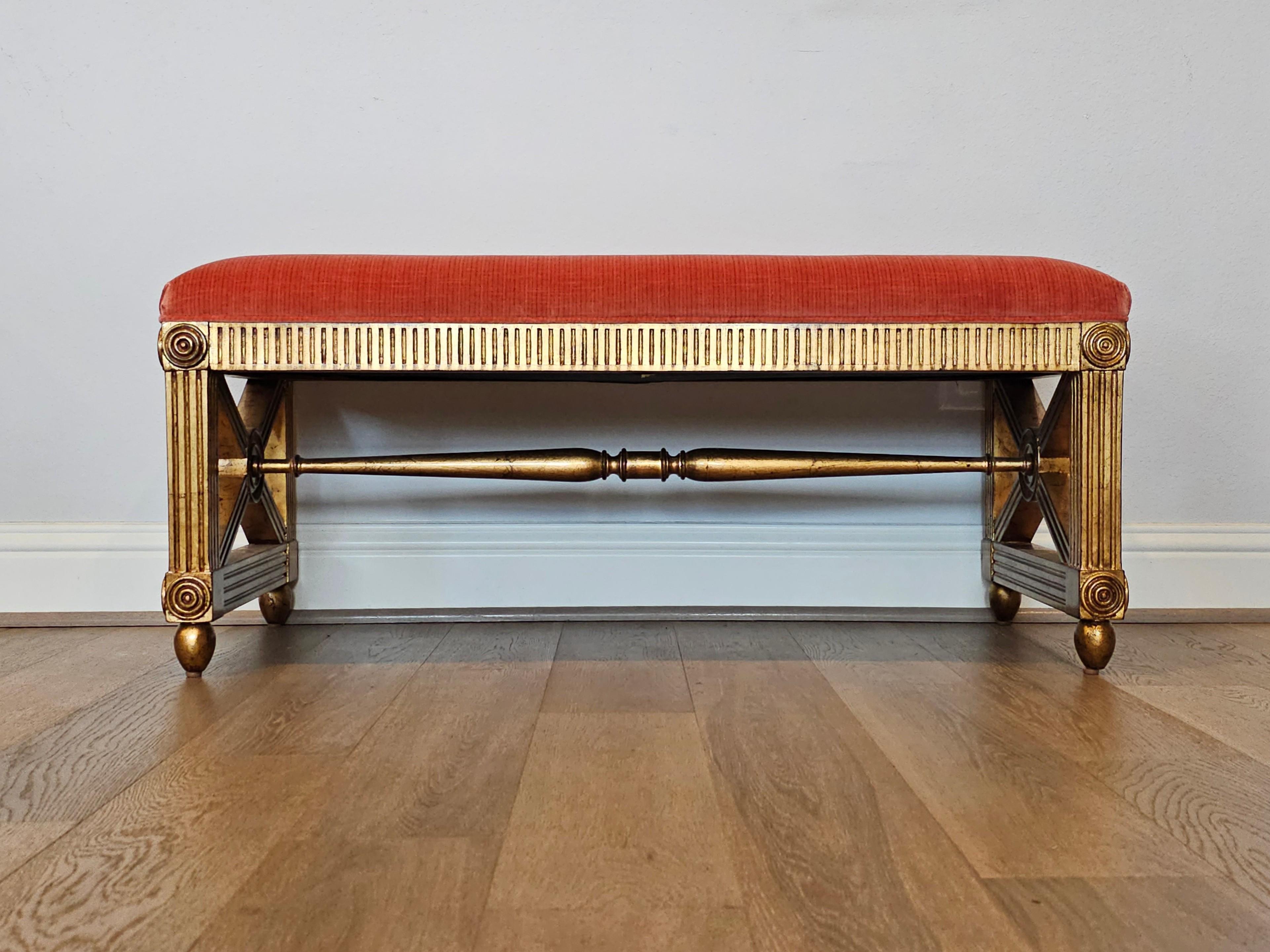 Gilt Theodore Alexander Gregory Neo-classical Style Bench For Sale