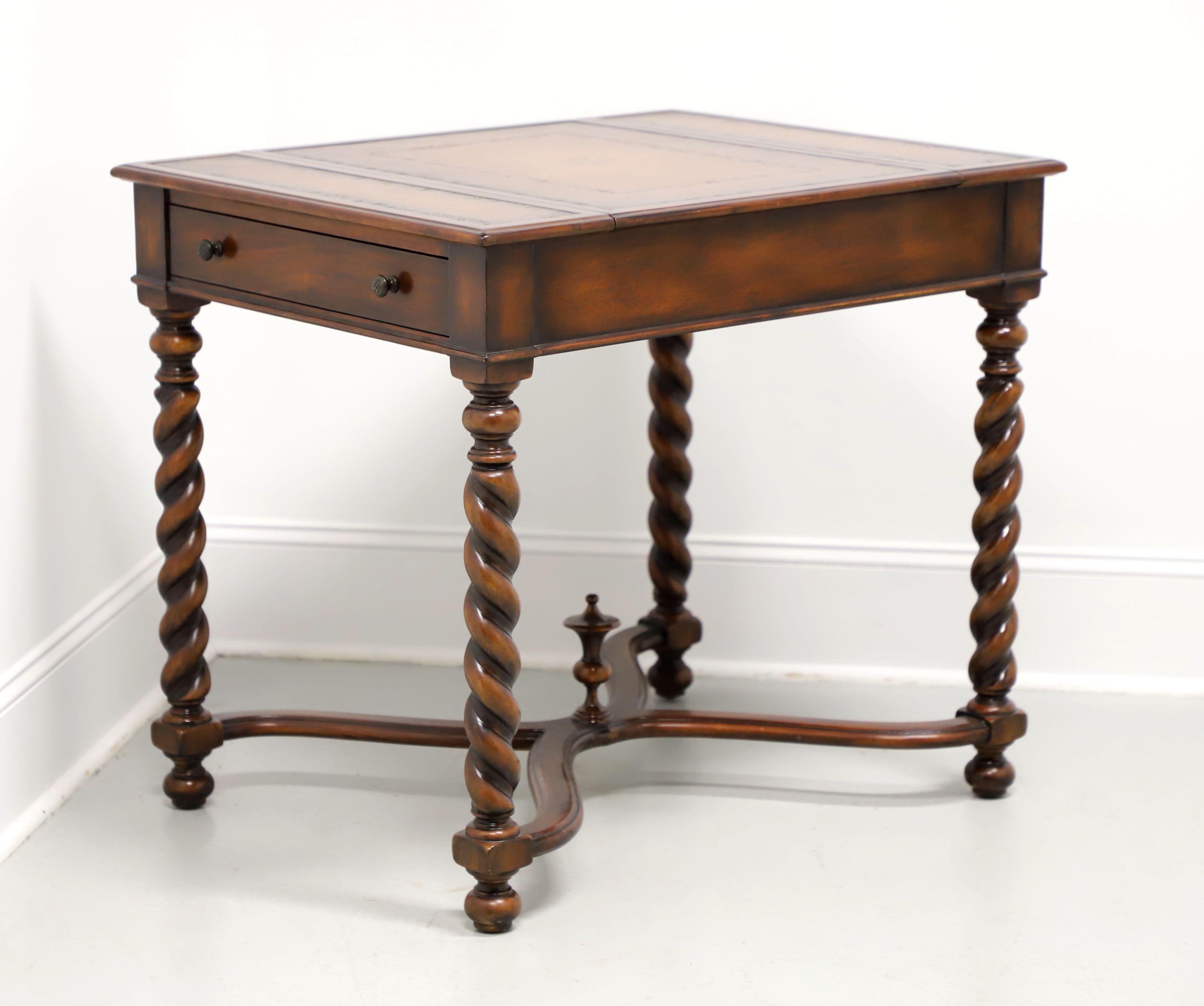 THEODORE ALEXANDER Inlaid Walnut Acacia William & Mary Leather Top Game Table 8