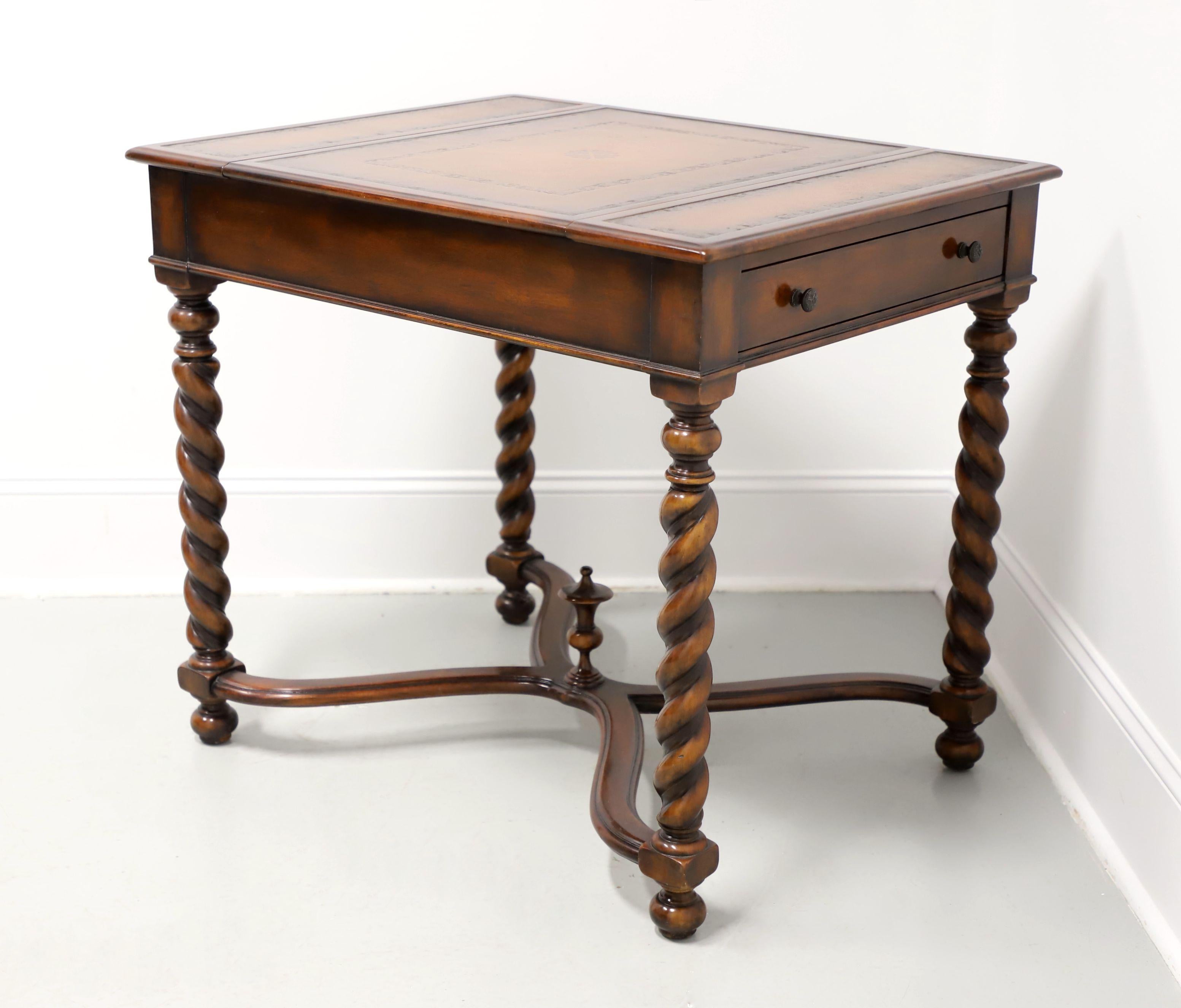 William and Mary THEODORE ALEXANDER Inlaid Walnut Acacia William & Mary Leather Top Game Table