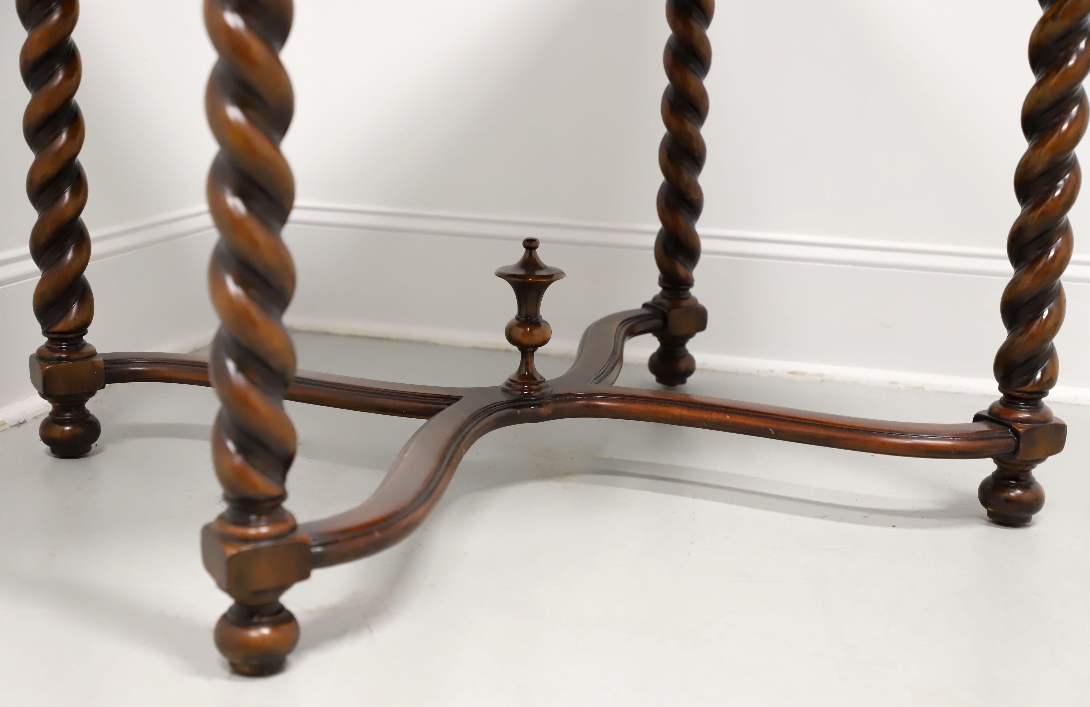 Brass THEODORE ALEXANDER Inlaid Walnut Acacia William & Mary Leather Top Game Table