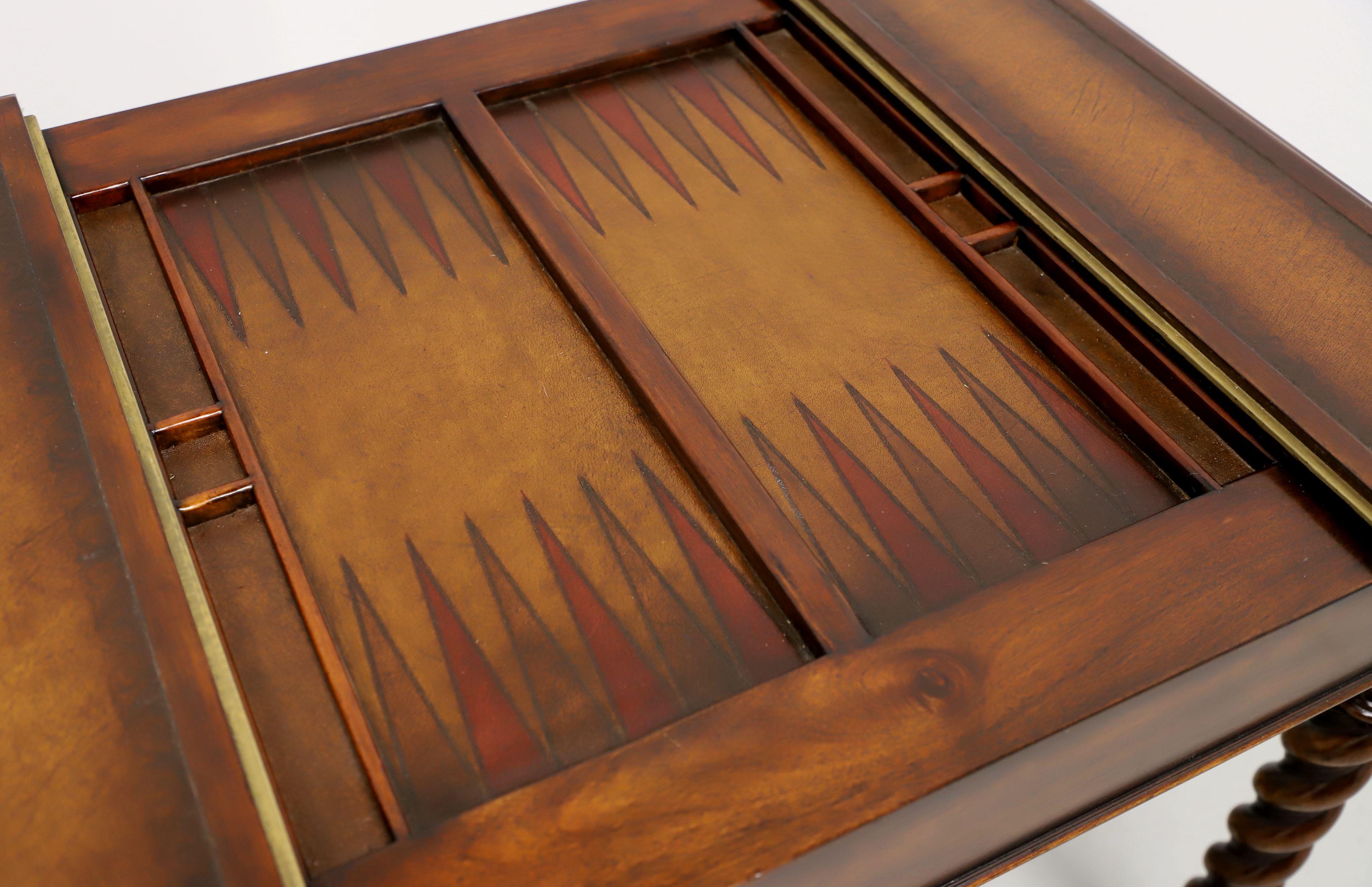 THEODORE ALEXANDER Inlaid Walnut Acacia William & Mary Leather Top Game Table 2