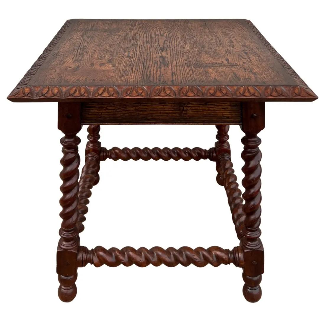 Vietnamese Theodore Alexander Jacobean Oak End Table For Sale