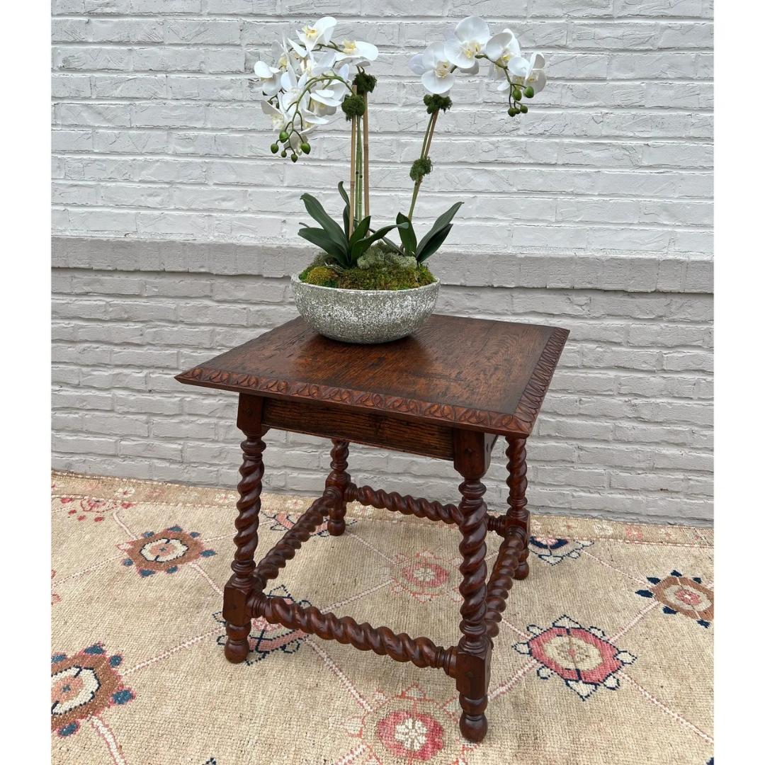 Theodore Alexander Jacobean Oak End Table For Sale 2