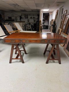 Theodore Alexander Jodhpur Campaign Writing Desk, Mahogany & Brass Fittings