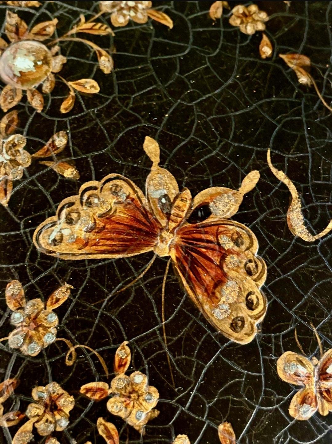 Theodore Alexander lack Japanned and Ornate Bamboo Single Drawer Tier Side Table For Sale 9