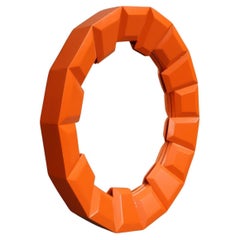 Theodore Alexander Large Orange Contemporary Circular Wall Mirror