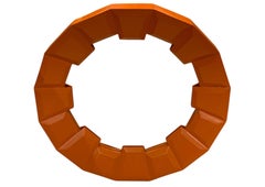 Theodore Alexander Large Orange Contemporary Circular Wall Mirror
