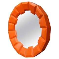 Theodore Alexander Large Orange Contemporary Circular Wall Mirror