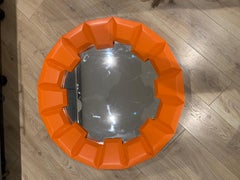 Theodore Alexander Large Orange Contemporary Circular Wall Mirror