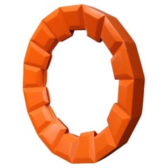 Theodore Alexander Large Orange Contemporary Circular Wall Mirror