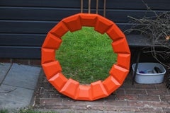 Theodore Alexander Large Orange Contemporary Circular Wall Mirror
