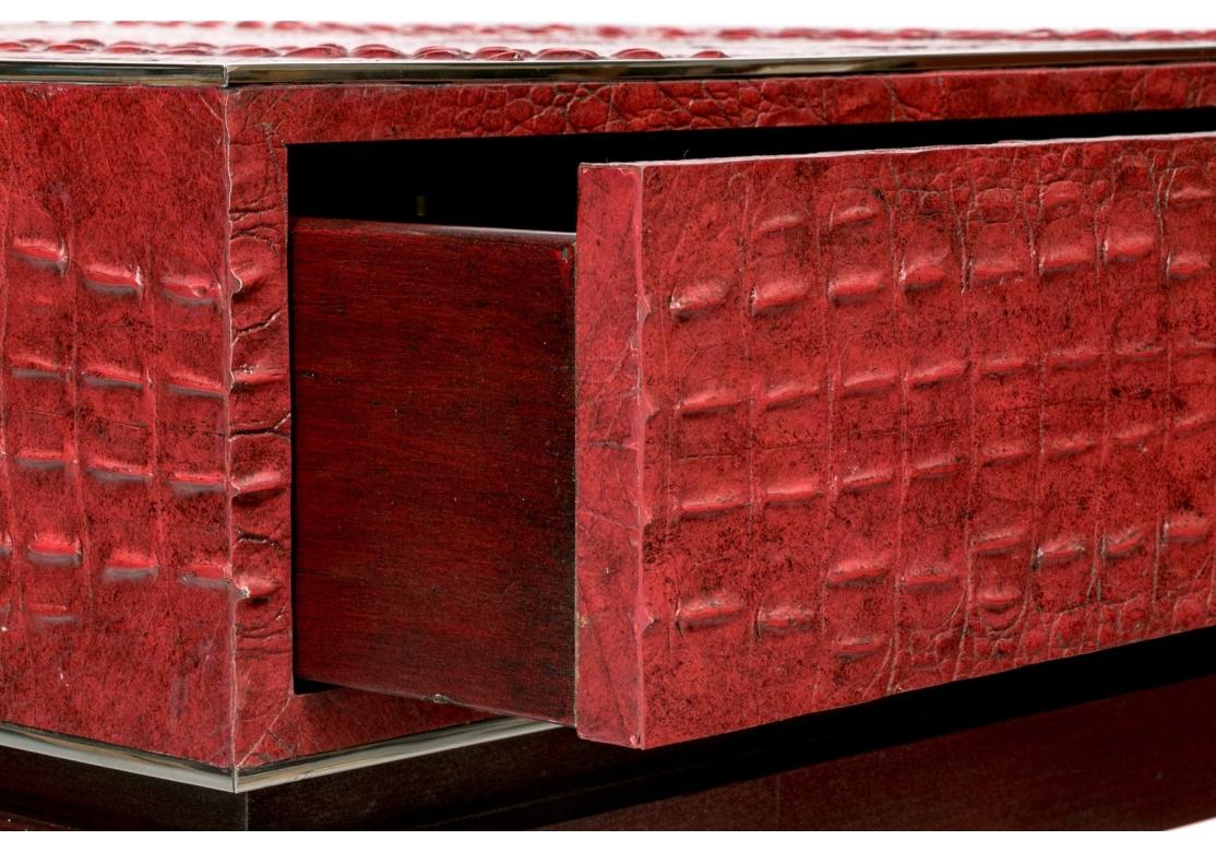 Theodore Alexander Leather Upholstered Square Drawer On Stand For Sale 2