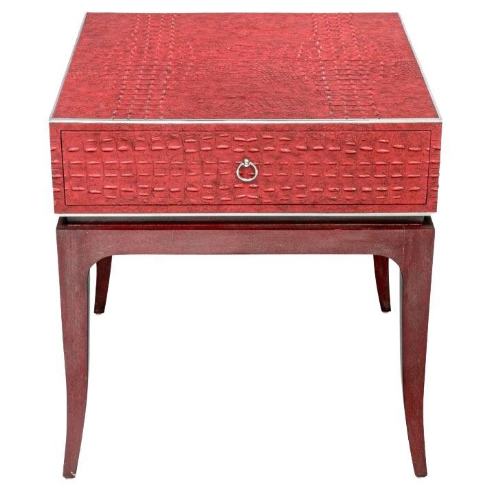Theodore Alexander Leather Upholstered Square Drawer On Stand For Sale