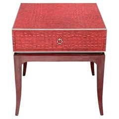 Theodore Alexander Leather Upholstered Square Drawer On Stand