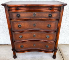 Theodore Alexander Leather Wrapped Serpentine Chest Hidden Pull Out Desk