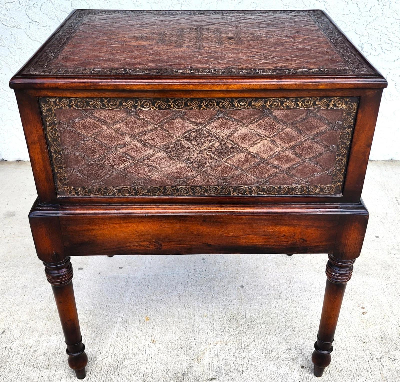 Theodore Alexander Leather Wrapped Side Accent Table For Sale 7