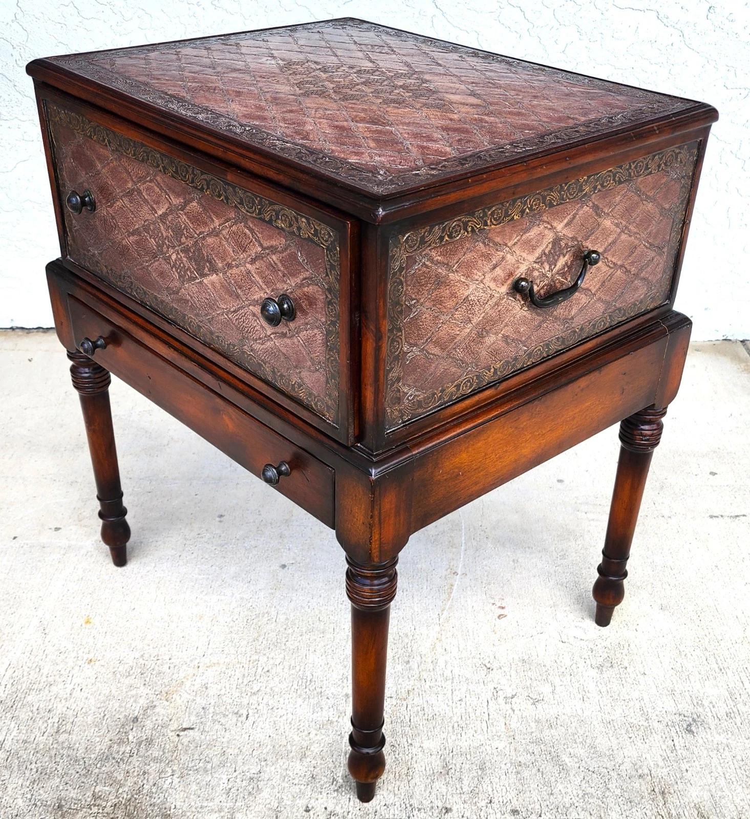 Theodore Alexander Leather Wrapped Side Accent Table For Sale 10
