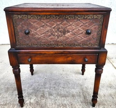 Theodore Alexander Leather Wrapped Side Accent Table