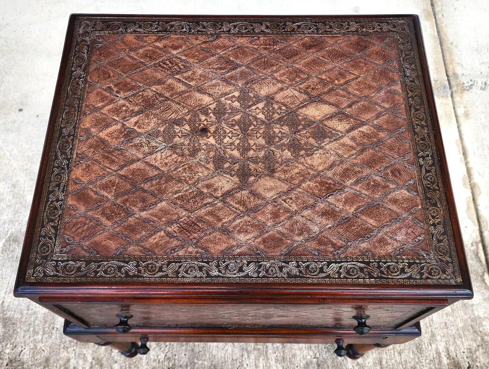 Late 20th Century Theodore Alexander Leather Wrapped Side Accent Table For Sale