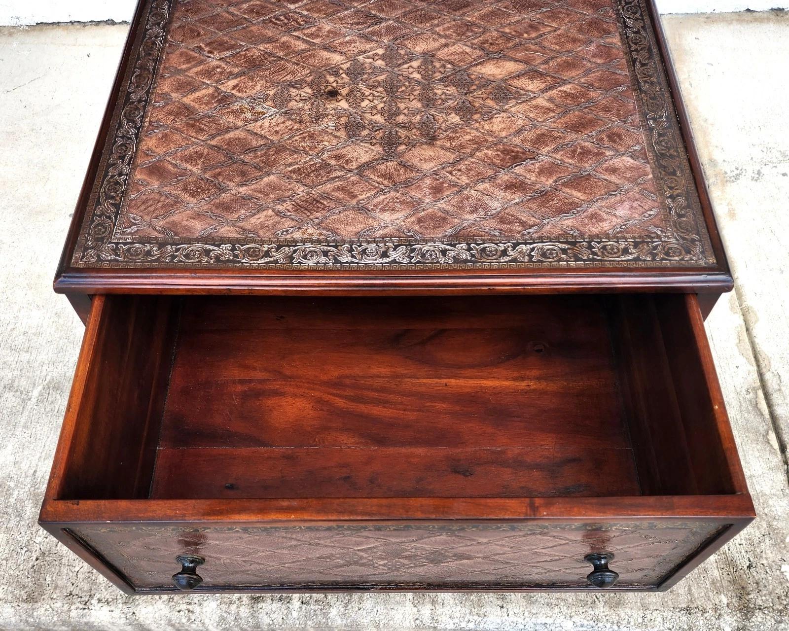 Theodore Alexander Leather Wrapped Side Accent Table For Sale 1