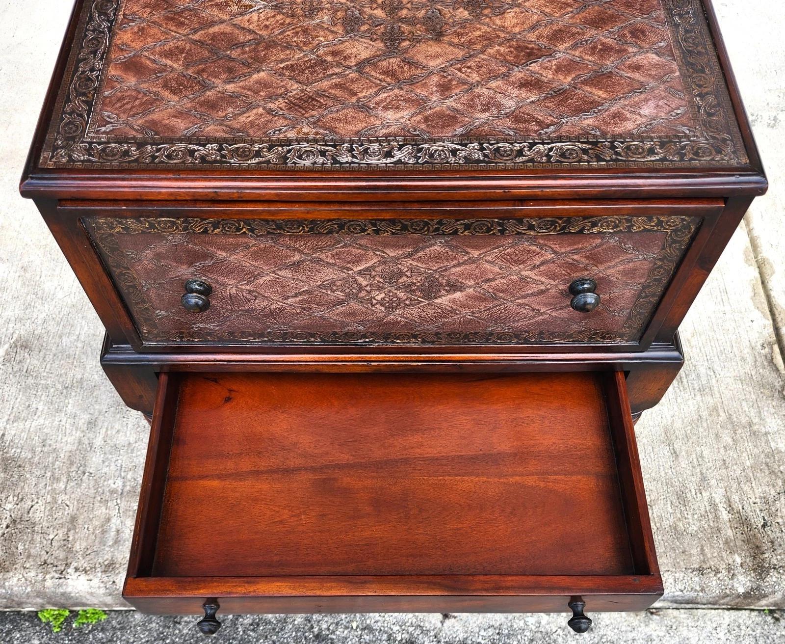 Theodore Alexander Leather Wrapped Side Accent Table For Sale 2